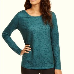 Ideology Printed Cutout-Back Top COLOR: Deep Pine